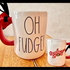 Rae Dunn A Christmas Story OH FUDGE! Double Sided Ceramic Mug BRAND NEW!!